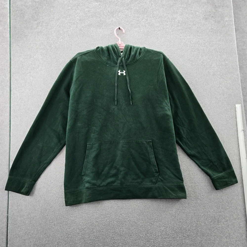 Under Armour Men Hoodie 2XL Green Fleece Coldgear Activewear Embroidered Logo‎